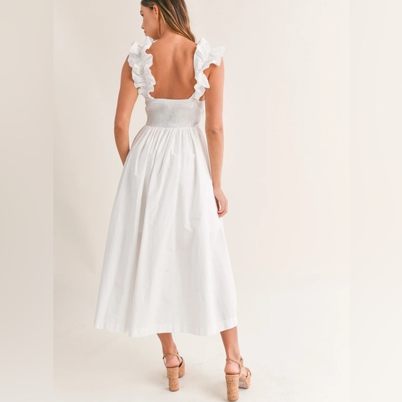 Cutest Mable ruffle midi dress with front bow - Picture 3 of 4